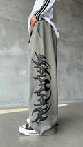 Haki Tribal Deri Detay Premium Baggy Sweatpant